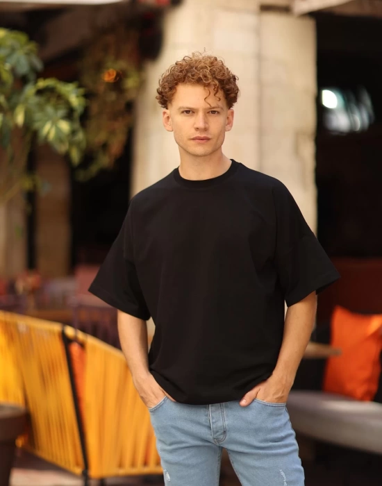 Erkek Oversize Siyah T-Shirt