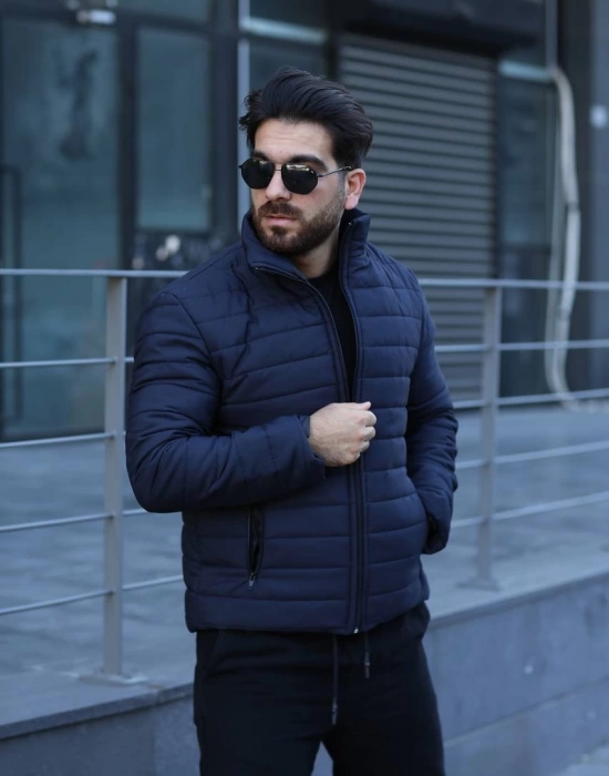 Şişme Astarlı Mont Lacivert