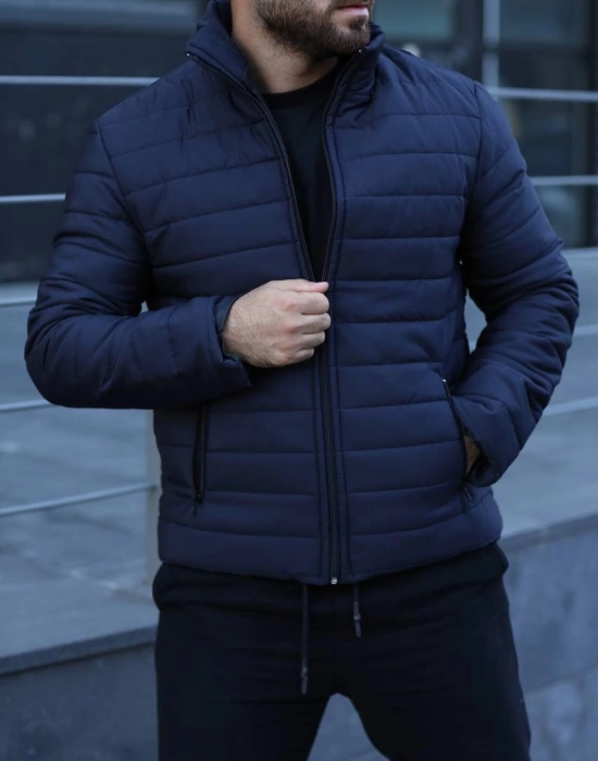 Şişme Astarlı Mont Lacivert