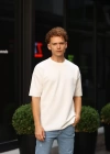 Erkek Petekli Oversize Beyaz T-Shirt