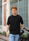 Erkek Petekli Oversize Siyah T-Shirt