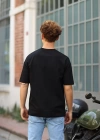 Erkek Petekli Oversize Siyah T-Shirt
