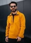 Fermuarlı Yaka Polar Sweatshirt Hardal