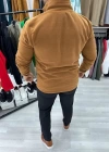 Fermuarlı Yaka Polar Sweatshirt Kahve