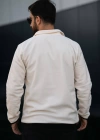 Fermuarlı Yaka Polar Sweatshirt Beyaz