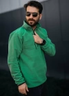 Fermuarlı Yaka Polar Sweatshirt Yeşil