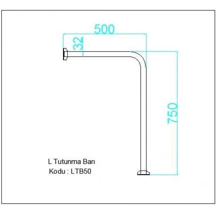 Duvar/Yer L Tutunma Barı - LTB50