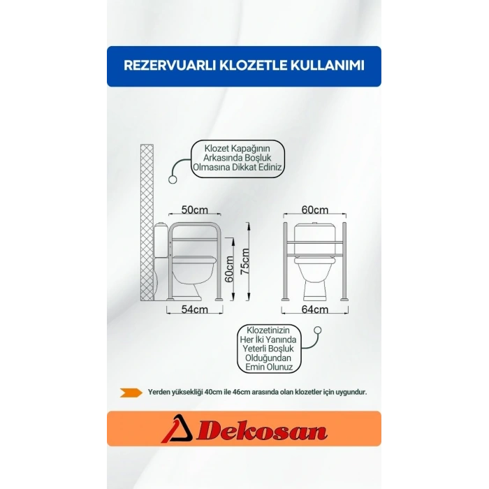 Engelli Yaşlı Ve Kısa Boylu Olanlar İçin Çift Destekli Klozet Tutunma Barı
