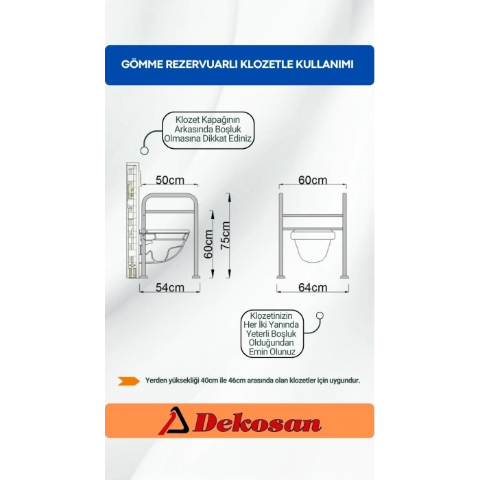 Engelli Yaşlı Ve Kısa Boylu Olanlar İçin Çift Destekli Klozet Tutunma Barı