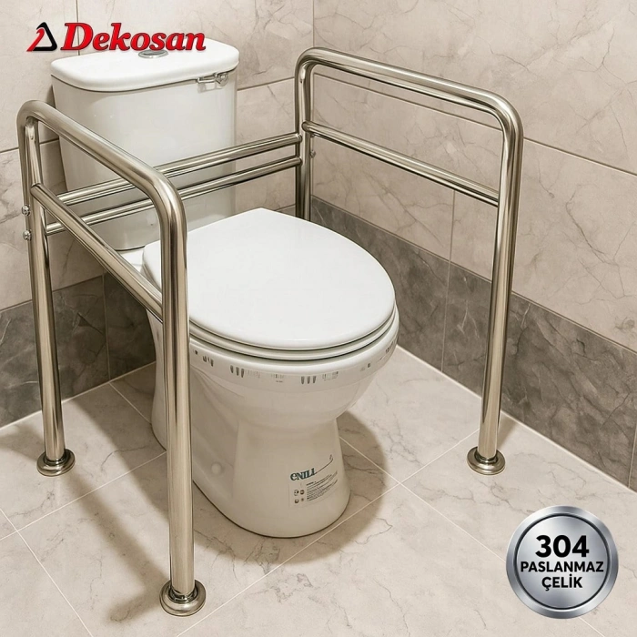 Engelli Yaşlı Ve Kısa Boylu Olanlar İçin Çift Destekli Klozet Tutunma Barı