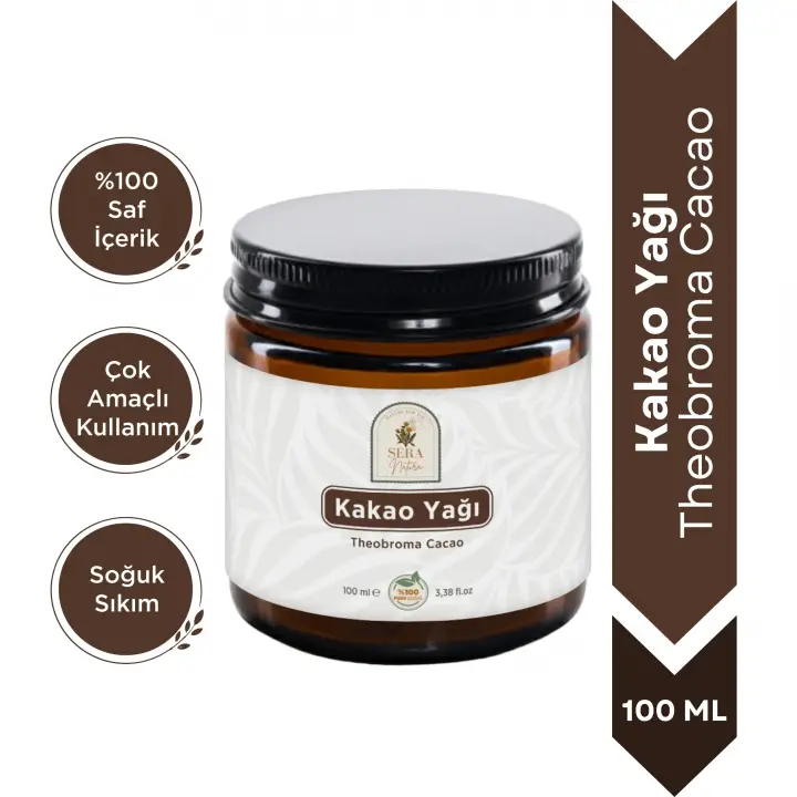 Kakao Yağı 100 ml %100 Saf - Doğal Nemlendirici & Yenilebilir Saf Kakao Yağı