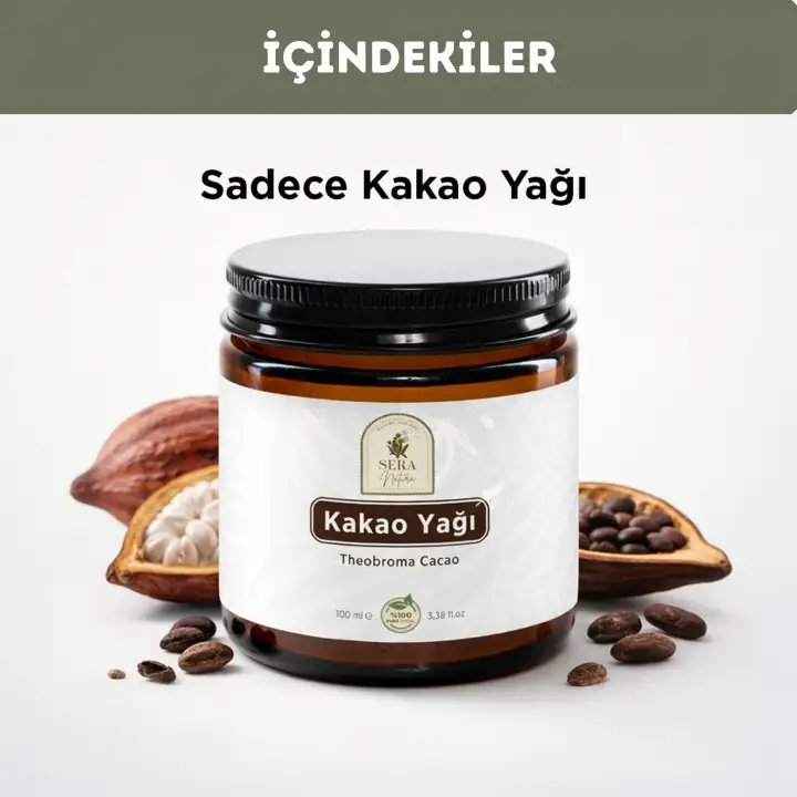 Kakao Yağı 100 ml %100 Saf - Doğal Nemlendirici & Yenilebilir Saf Kakao Yağı