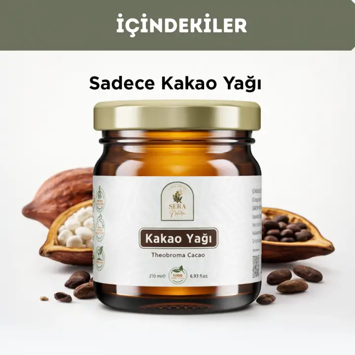 Kakao Yağı 210 ml. %100 Saf - Doğal Nemlendirici & Yenilebilir Saf Kakao Yağı