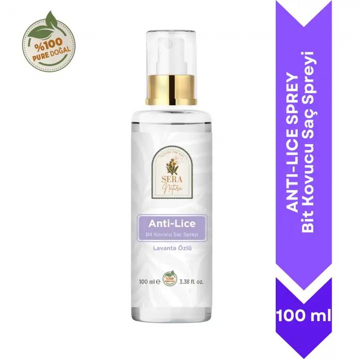 Anti-Lice Lavanta Özlü Bit Kovucu Saç Spreyi 100 ml. – %100 Doğal, Durulama Gerektirmez, Tüm Yaşlar İçin