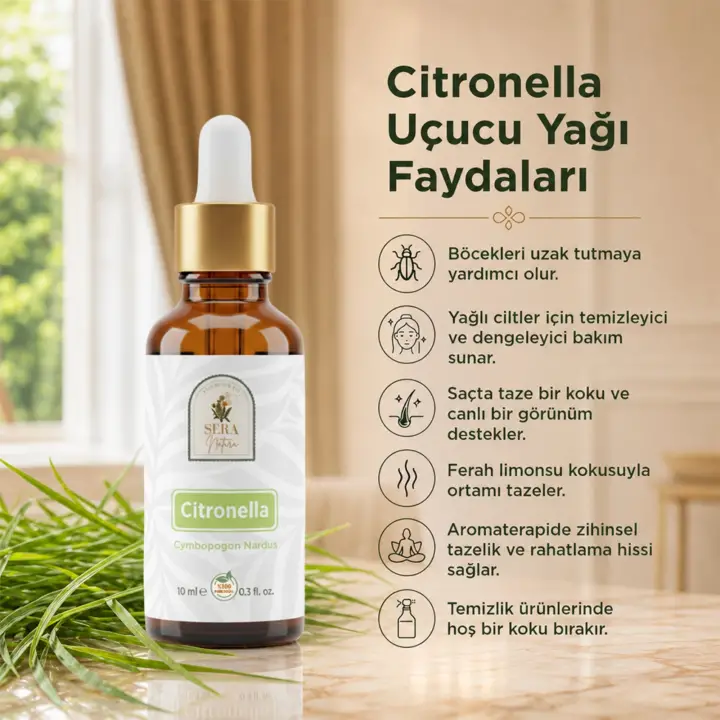 Citronella Uçucu Yağı 10 ml %100 Saf ve Doğal