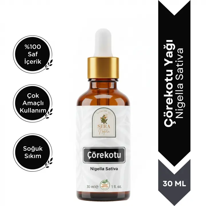 Çörekotu Yağı 30 ml. %100 Saf -Bağışıklık Destekleyici ve Saç Dökülmesini Önleyici