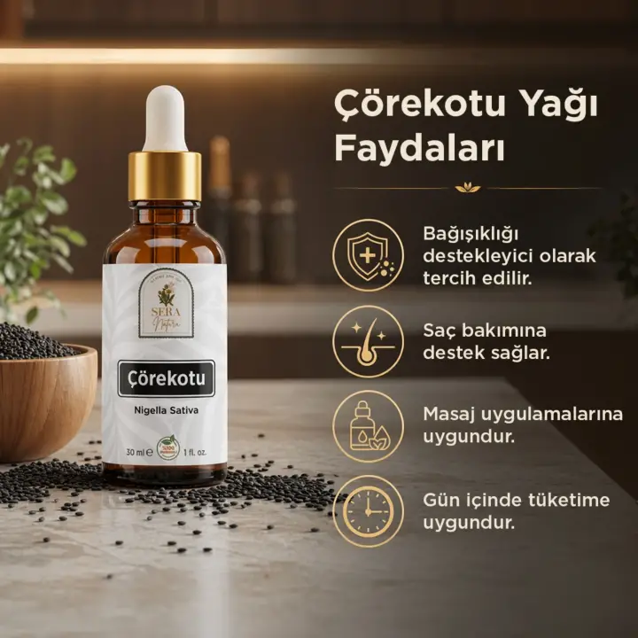 Çörekotu Yağı 30 ml. %100 Saf -Bağışıklık Destekleyici ve Saç Dökülmesini Önleyici
