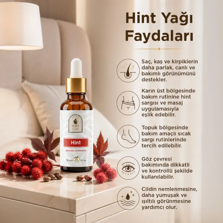 Hint Yağı 30 ml. %100 Saf - Hekzansız- Kaş, Kirpik ve Tırnak Bakımı İçin Doğal Çözüm