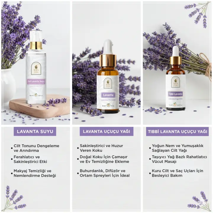 Lavanta Bakım Seti 3lü: Uçucu Yağ, Hidrosol ve Tıbbi Yağ