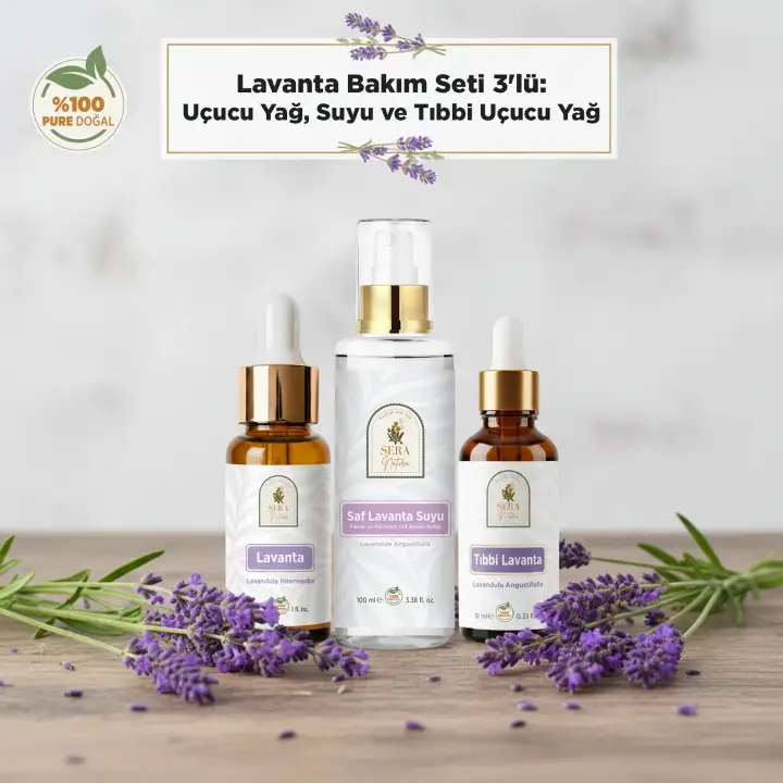 Lavanta Bakım Seti 3lü: Uçucu Yağ, Hidrosol ve Tıbbi Yağ