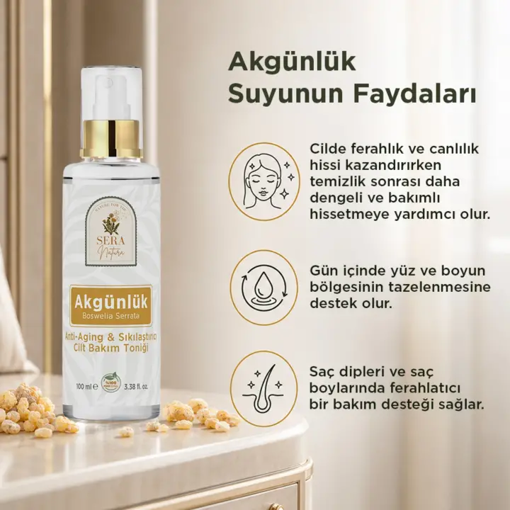 Saf Akgünlük (Frankincense) Suyu Anti-Aging & Sıkılaştırıcı Cilt Bakım Toniği 100 ml. %100 Saf