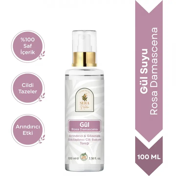 Saf Gül Suyu Arındırıcı & Gözenek Sıkılaştırıcı Cilt Bakım Toniği 100 ml. %100 Saf