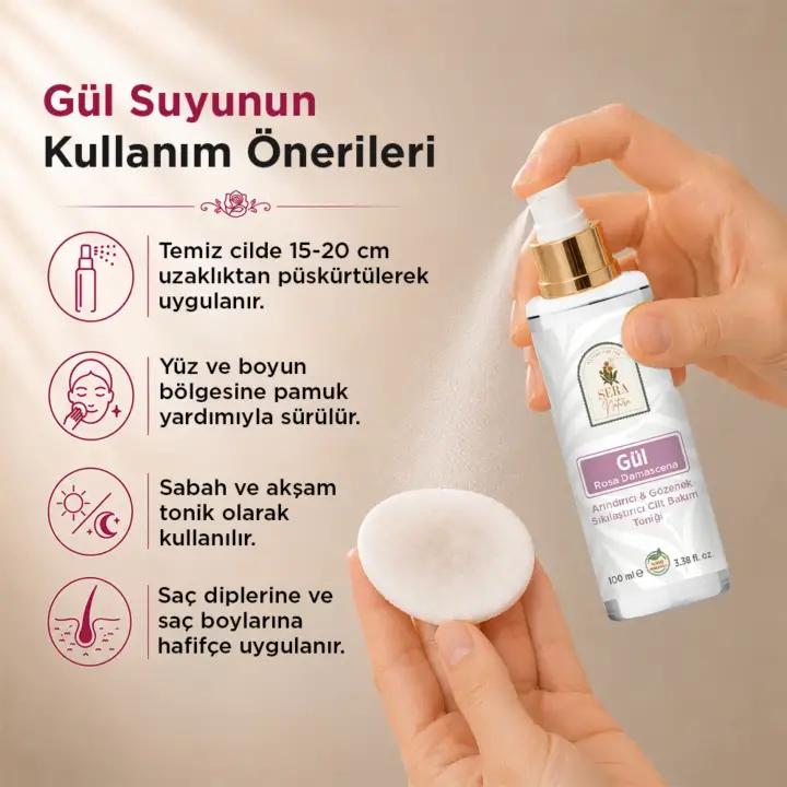 Saf Gül Suyu Arındırıcı & Gözenek Sıkılaştırıcı Cilt Bakım Toniği 100 ml. %100 Saf
