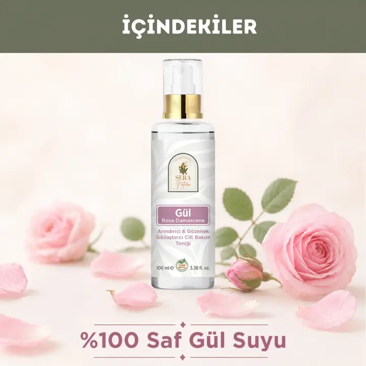 Saf Gül Suyu Arındırıcı & Gözenek Sıkılaştırıcı Cilt Bakım Toniği 100 ml. %100 Saf