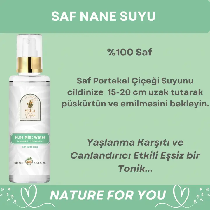 Saf Nane Suyu Tazelendirici & Canlandırıcı Cilt Toniği 100 ml. %100 Saf