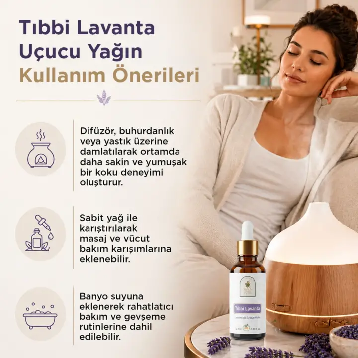 Sera Natura Tıbbi Lavanta Uçucu Yağı 10 ml – Stres ve Uykusuzluğa Doğal Çözüm | %100 Saf
