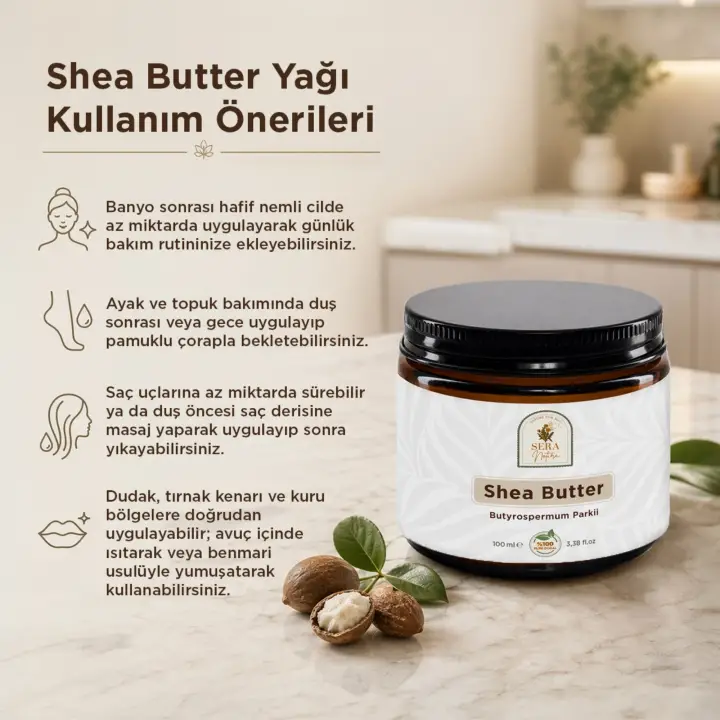 Shea Butter Yağı 100 ml %100 Saf - Çatlak Önleyici ve Cilt Esnekliği Artırıcı