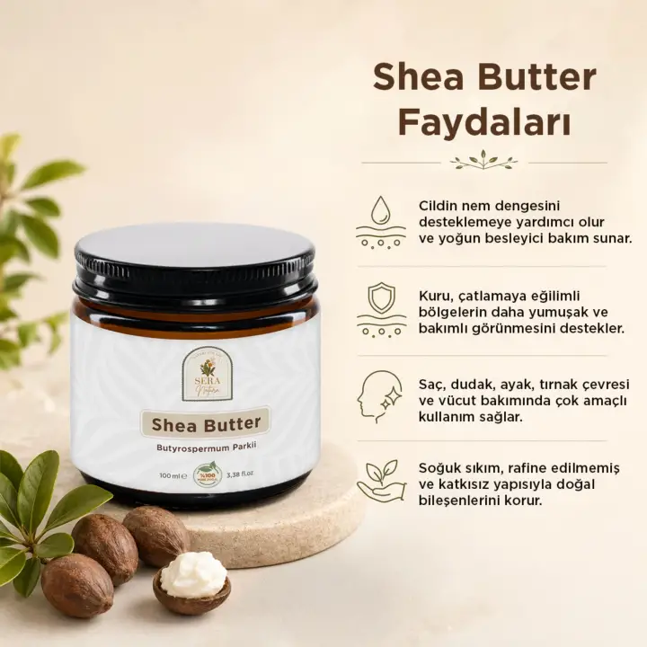 Shea Butter Yağı 100 ml %100 Saf - Çatlak Önleyici ve Cilt Esnekliği Artırıcı