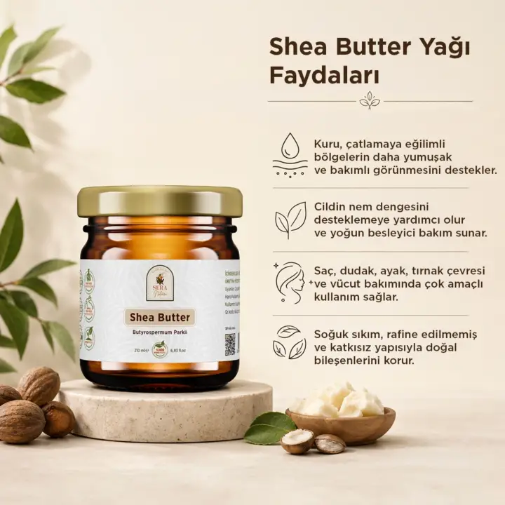 Shea Butter Yağı 210 ml. %100 Saf - Çatlak Önleyici ve Cilt Esnekliği Artırıcı