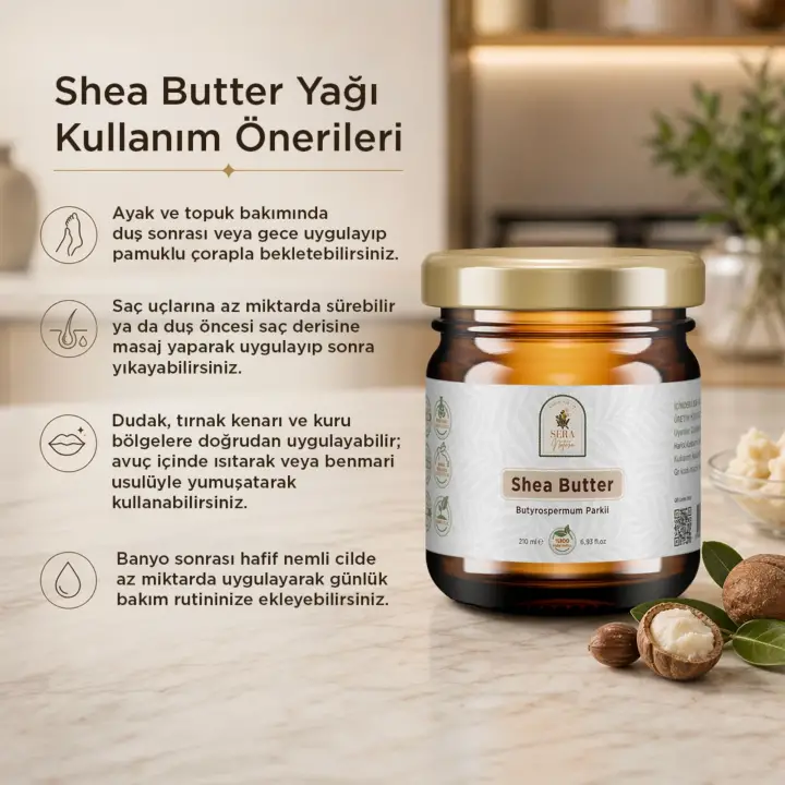 Shea Butter Yağı 210 ml. %100 Saf - Çatlak Önleyici ve Cilt Esnekliği Artırıcı