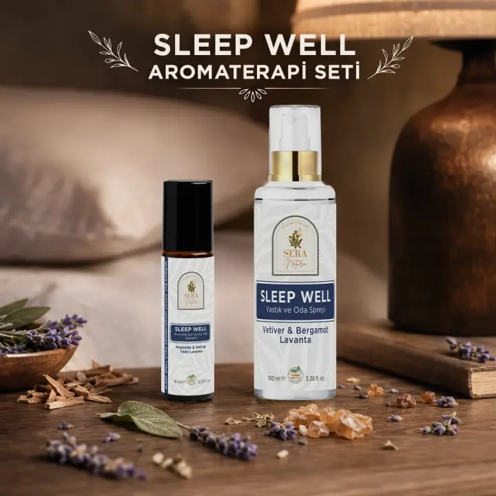Sleep Well Aromaterapi Seti – Roll-On 10 ml ve Yastık & Oda Spreyi 100 ml