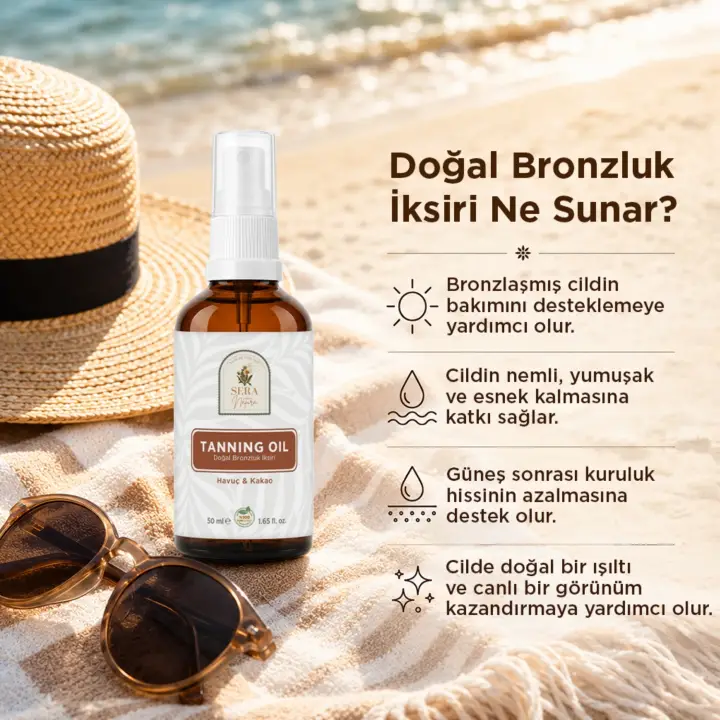 Tanning Oil Havuç Yağı & Kakao Yağı Özlü Doğal Bronzluk İksiri 50 ml %100 Saf