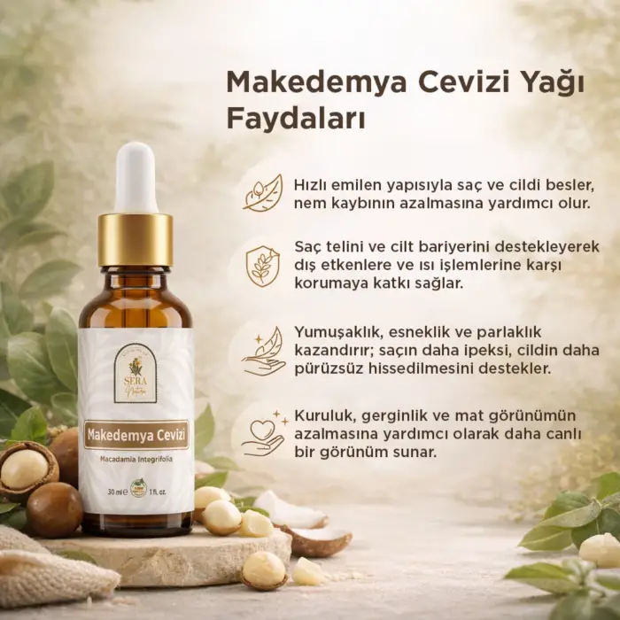 Makedemya Cevizi Yağı 30 ml – Besleyici ve Hücre Yenileyici