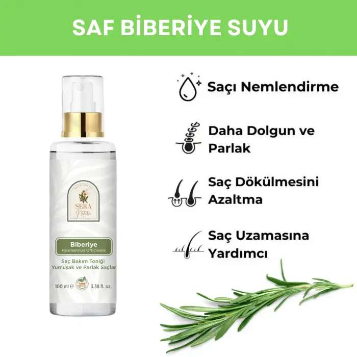 Saf Biberiye Suyu Saç Bakım Toniği 100 ml. %100 Saf
