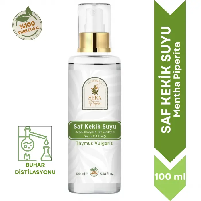 Saf Kekik Suyu Kepek Önleyici & Cilt Yenileyici Saç ve Cilt Toniği 100 ml. %100 Saf