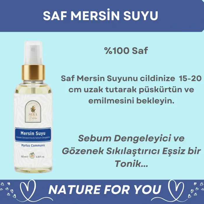 Saf Mersin Suyu Gözenek Sıkılaştırıcı & Sebum Dengeleyici Cilt Toniği 100 ml. %100 Saf