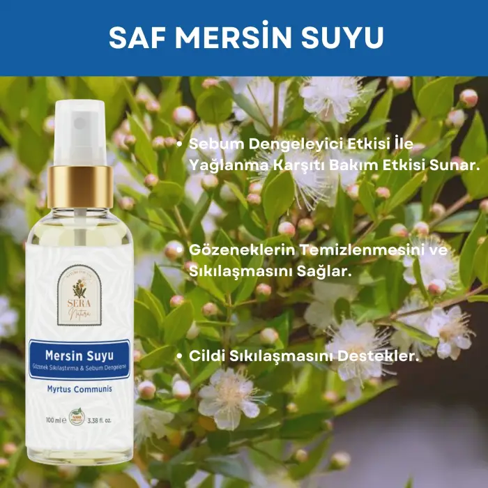 Saf Mersin Suyu Gözenek Sıkılaştırıcı & Sebum Dengeleyici Cilt Toniği 100 ml. %100 Saf