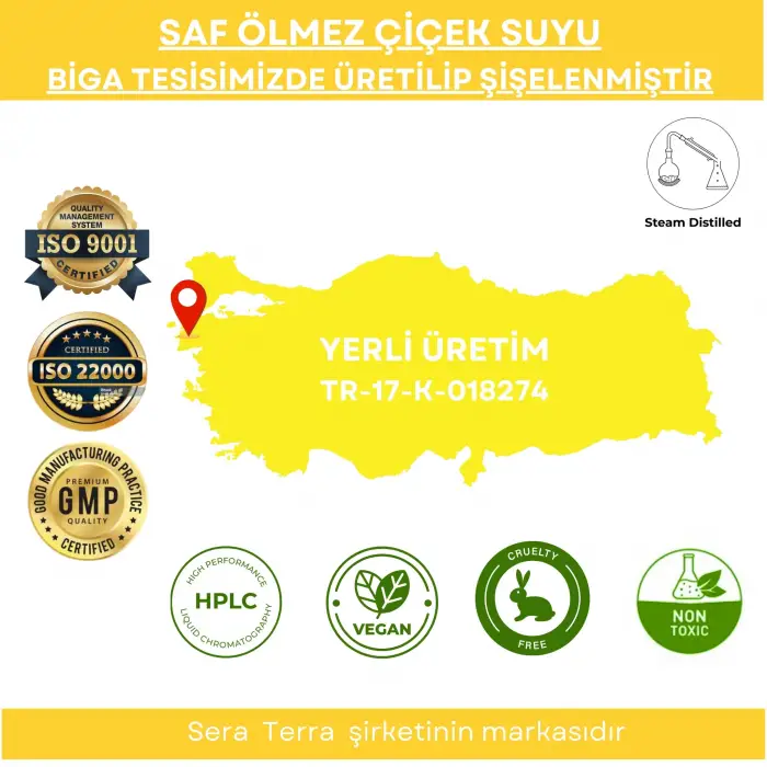 Saf Ölmez Çiçek Suyu Hasarlı & Yıpranmış Ciltler için Cilt Toniği 100 ml. %100 Saf