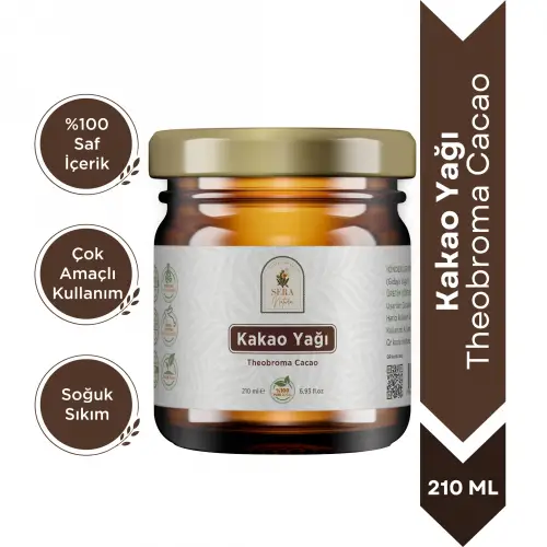 Kakao Yağı 210 ml. %100 Saf - Doğal Nemlendirici & Yenilebilir Saf Kakao Yağı
