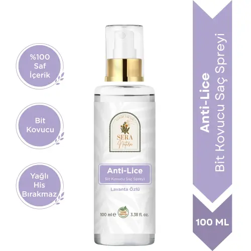 Anti-Lice Lavanta Özlü Bit Kovucu Saç Spreyi 100 ml. – %100 Doğal, Durulama Gerektirmez, Tüm Yaşlar İçin