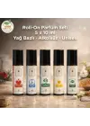 Roll-On Parfüm Seti 5 x 10 ml – Yağ Bazlı, Alkolsüz, Doğal İçerikli, Unisex