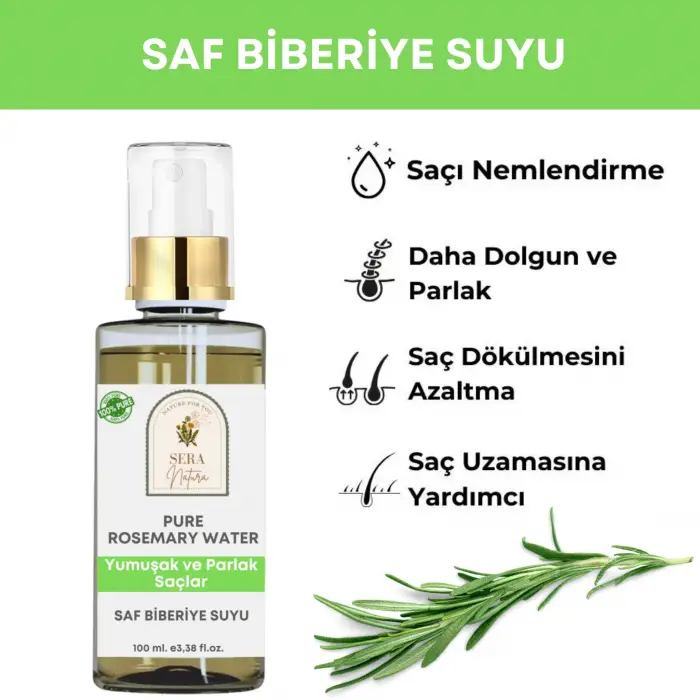 Saf Biberiye Suyu Saç Bakım Toniği 100 ml. %100 Saf