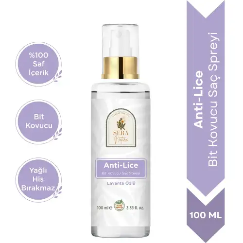 Anti-Lice Lavanta Özlü Bit Kovucu Saç Spreyi 100 ml. – %100 Doğal, Durulama Gerektirmez, Tüm Yaşlar İçin