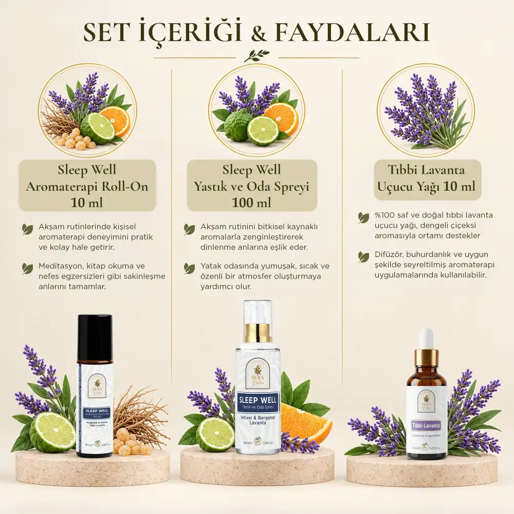 Gece Rahatlama Aromaterapi Ritüeli 3’lü Set