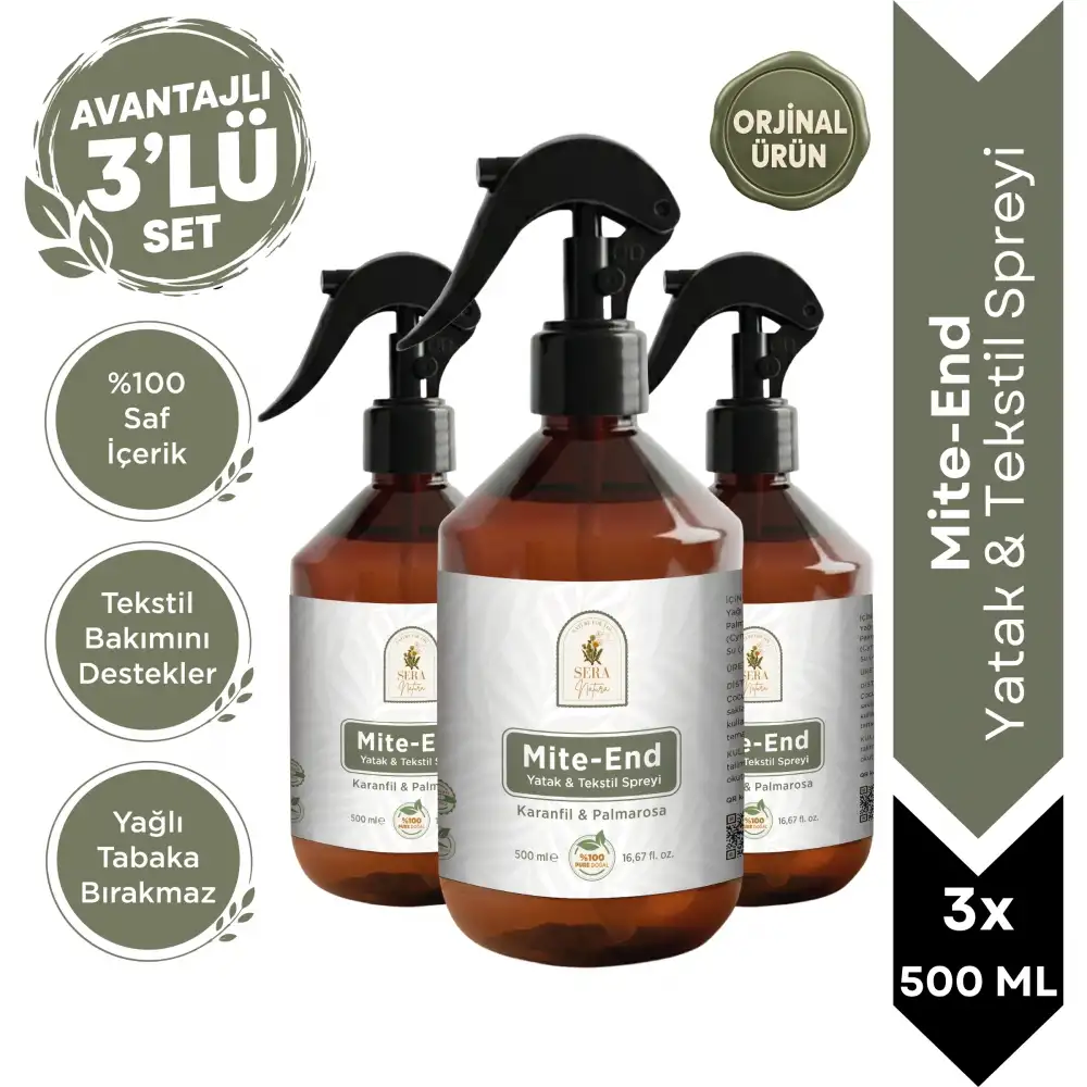 Mite-End Yatak & Tekstil Spreyi 3lü Set 3x500 ml
