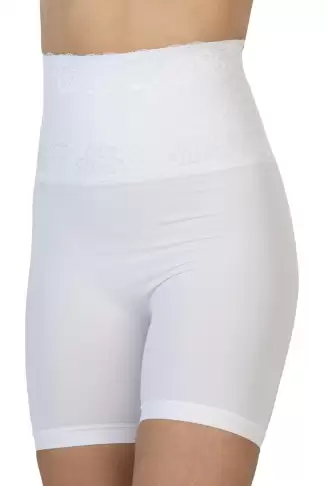 BEYAZ MI Emay 2091 Önü Dantelli Yüksek Bel Boxer Korse